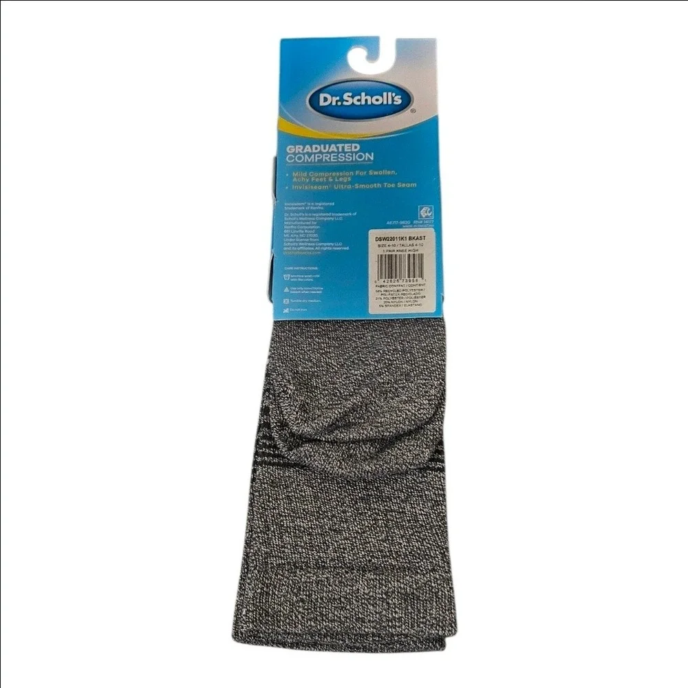 Dr Scholls Womens Graduated Compression Knee High Socks 8-15 mmHg Black 4-10 New